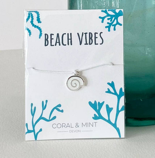 Beach Vibes' White Ammonite Shell Charm Bracelet.