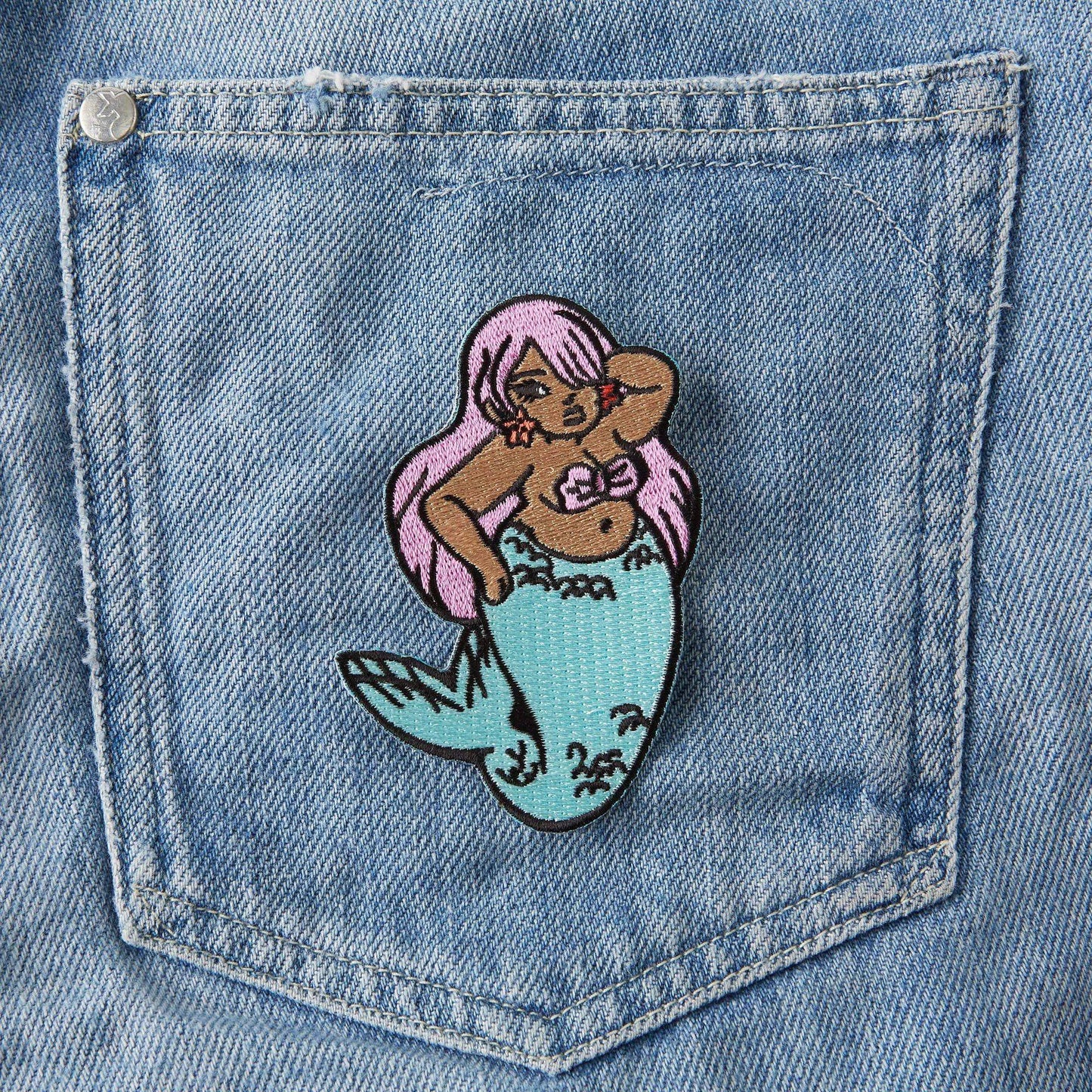 Chubby Mermaid Embroidered Iron On Patch