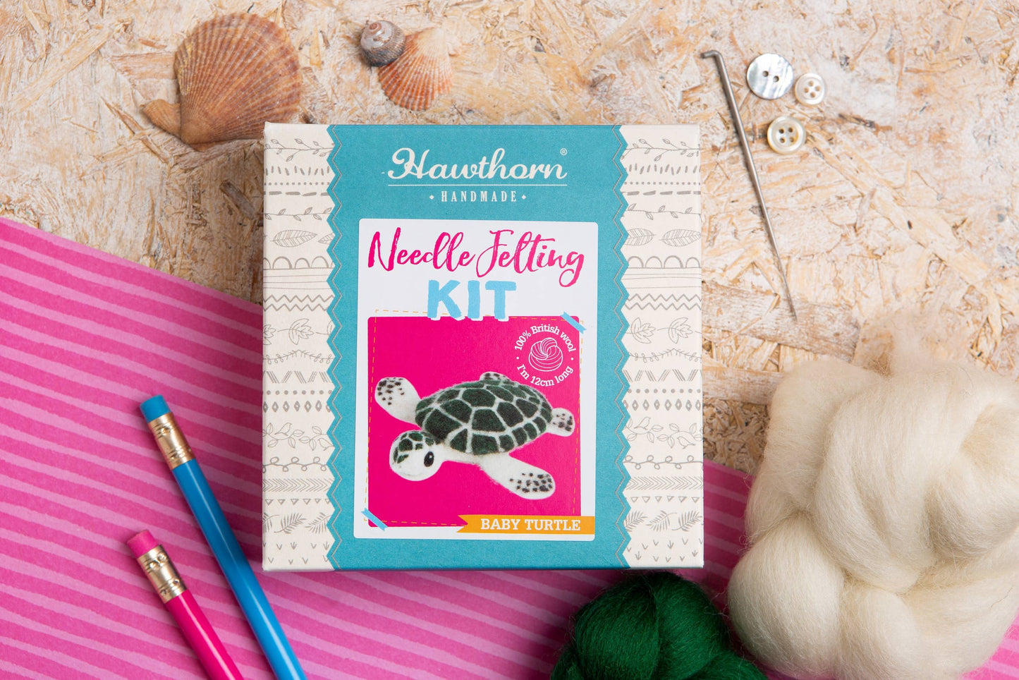 Hawthorn Handmade - Baby Sea Turtle Mini Needle Felting Kit