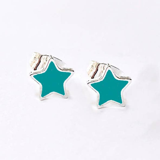 Studs With Bright Turquoise Enamel