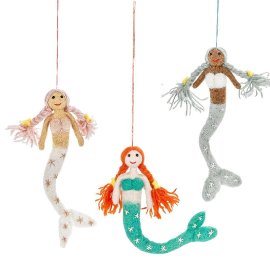 Trio of Magical Mermaids Felt Decorations