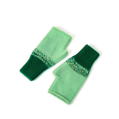 Green Sequin Gloves