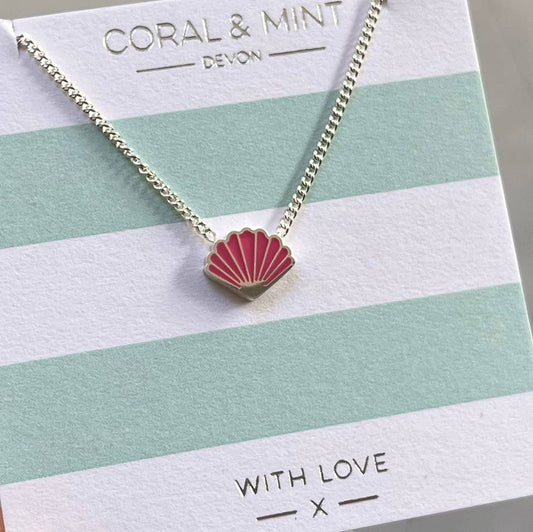 Shell Necklace With Pink Enamel