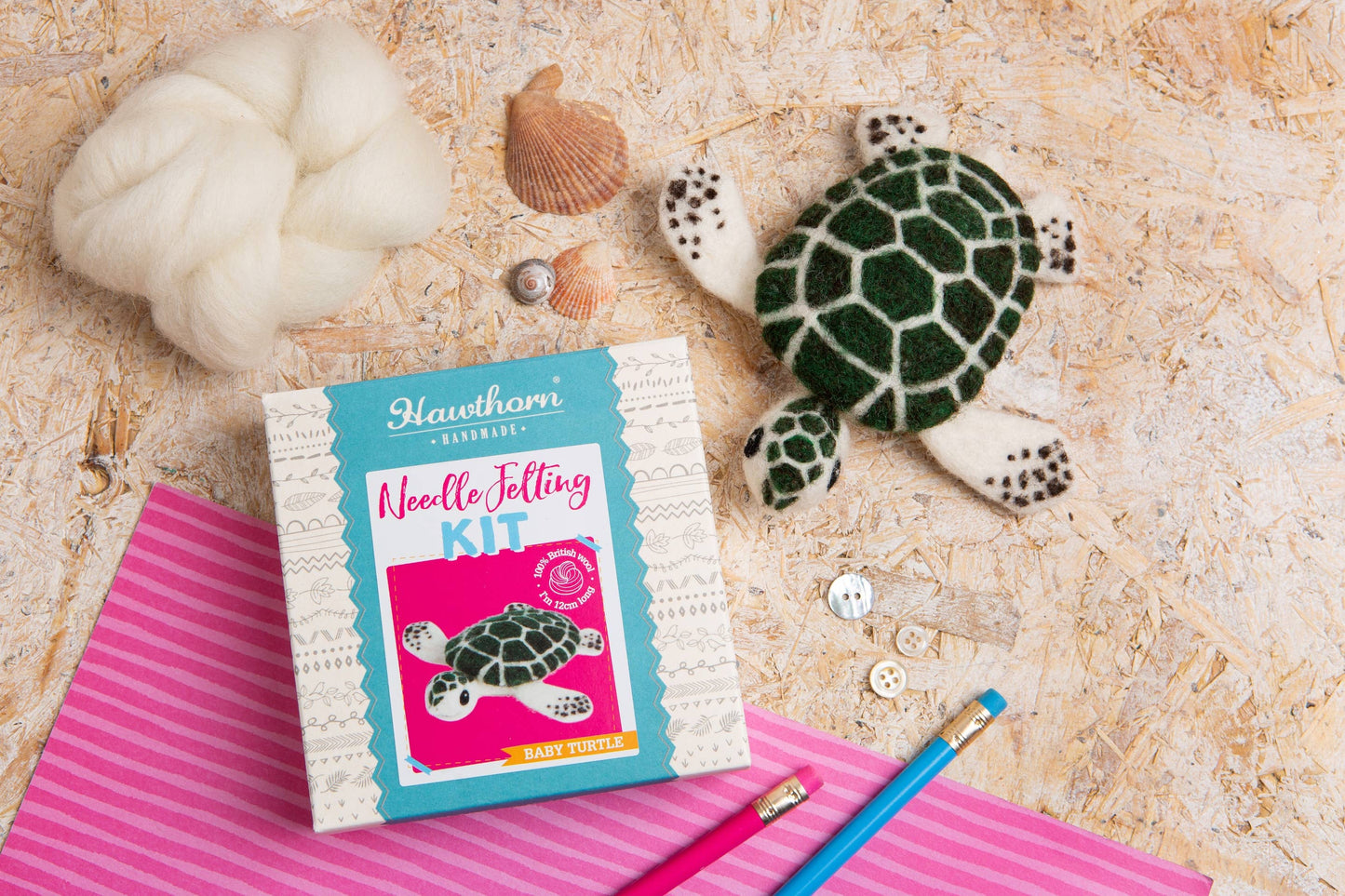 Hawthorn Handmade - Baby Sea Turtle Mini Needle Felting Kit